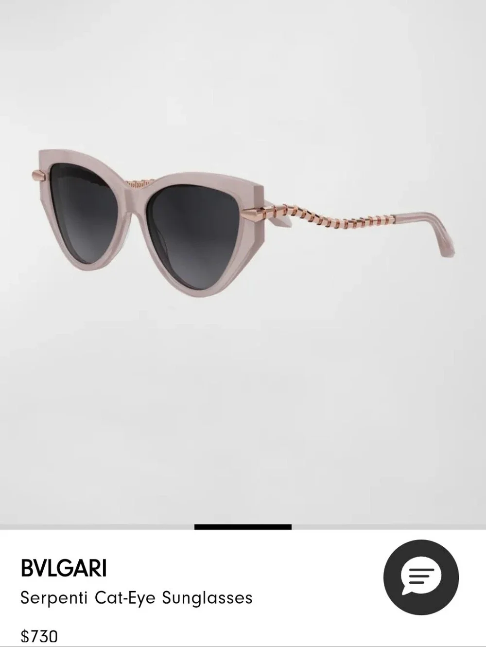 Bvlgari / Bulgari Women's 'Serpentini' Cat-Eye Sunglasses in Pink Frames